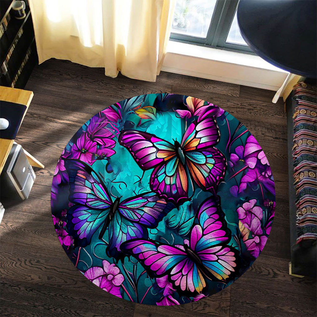 Beautiful Butterflies - Butterfly Round Rug