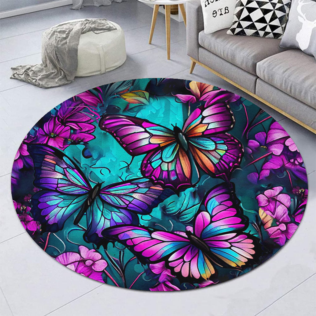 Beautiful Butterflies - Butterfly Round Rug