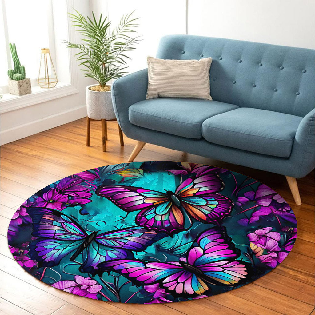 Beautiful Butterflies - Butterfly Round Rug