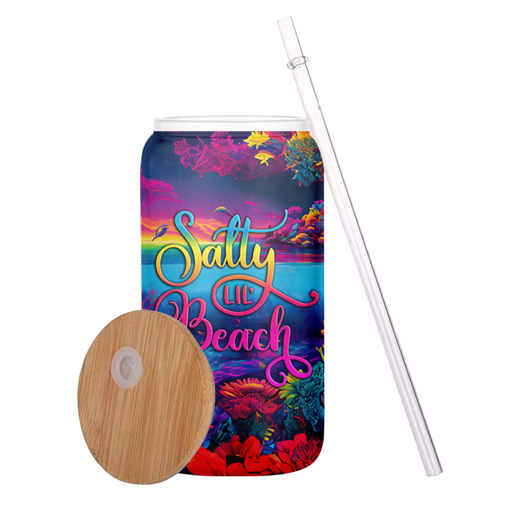 Salty Lil' Beach - Personalized Turtle Can Glass