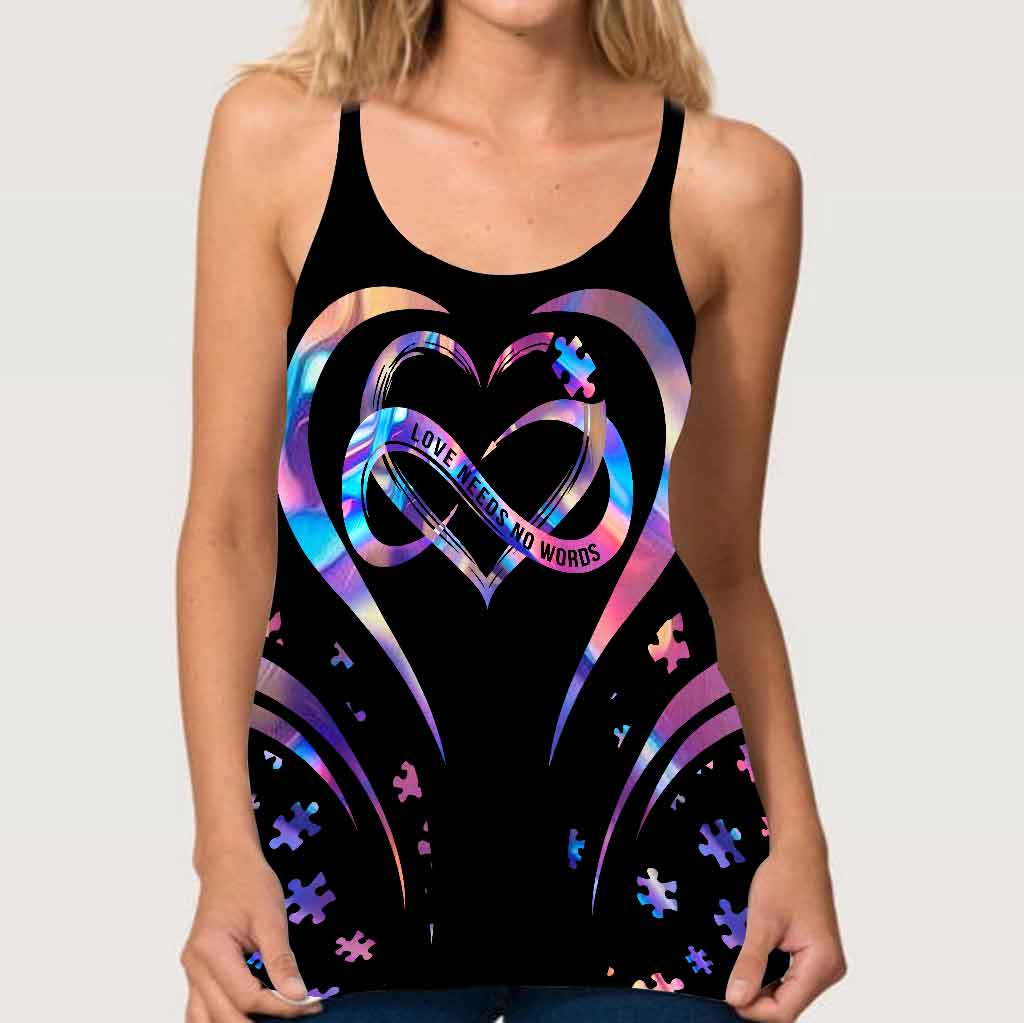 Love Needs No Words - Autism Awareness Cross Tank Top