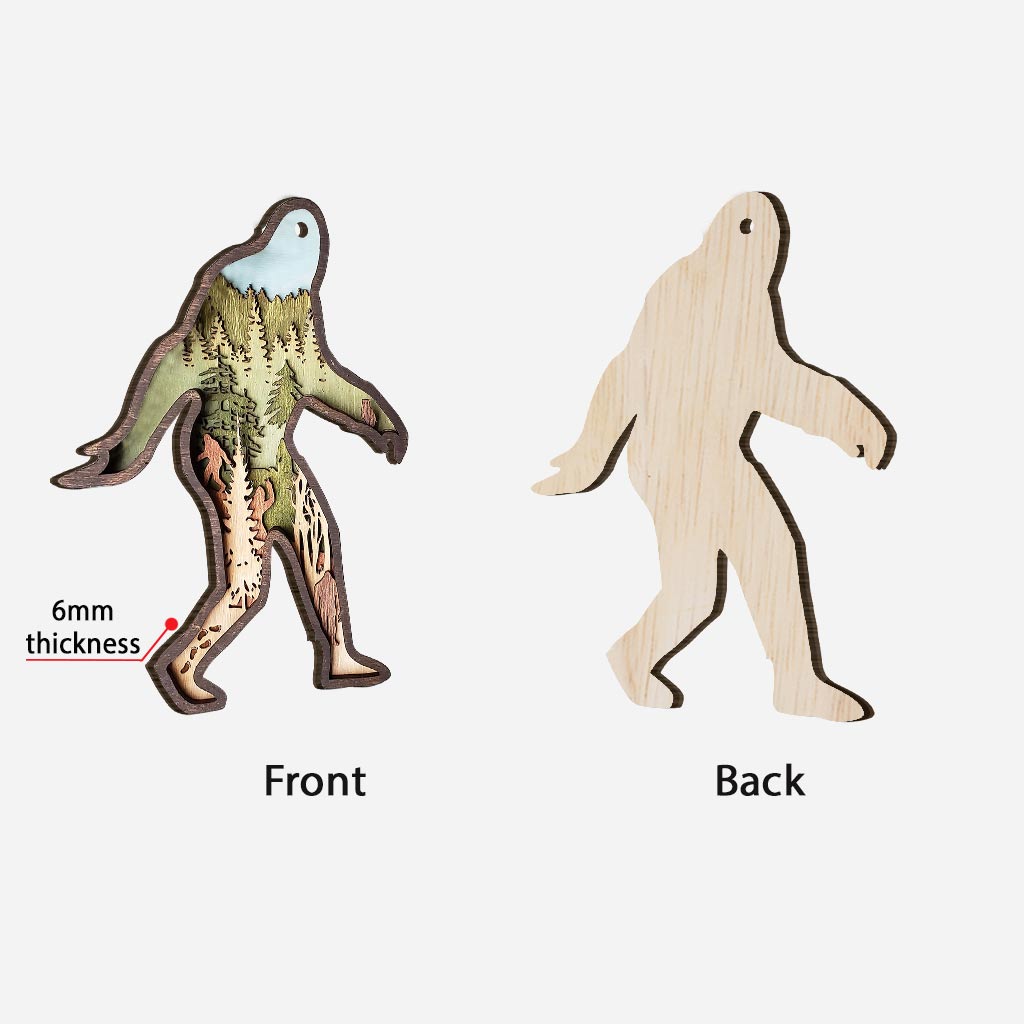 Bigfoot Saw Me - Christmas Camping Layered Wood Ornament