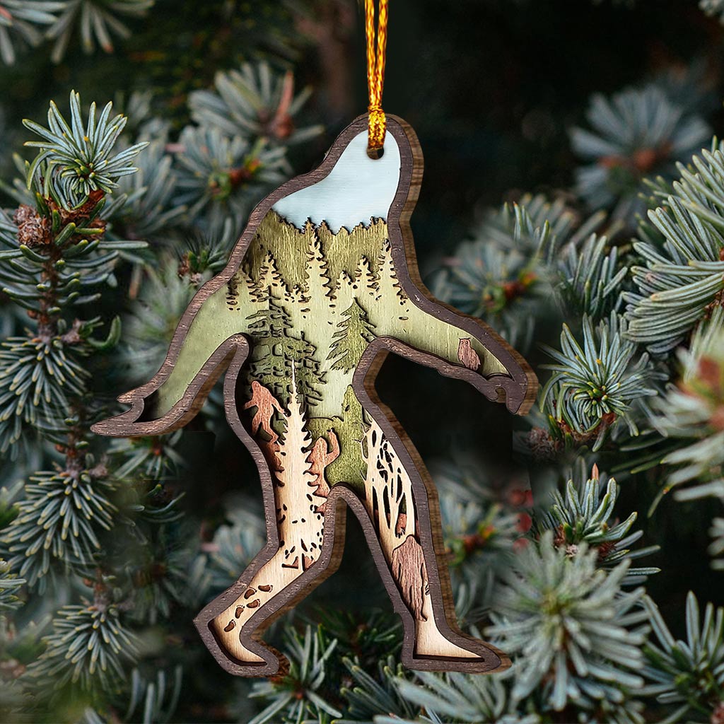 Bigfoot Saw Me - Christmas Camping Layered Wood Ornament