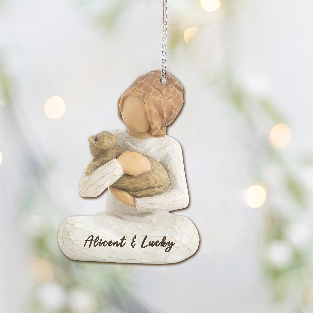 Best Cat Mom Ever - Personalized Christmas Cat Ornament With 3D Pattern Print (Printed On Both Sides)