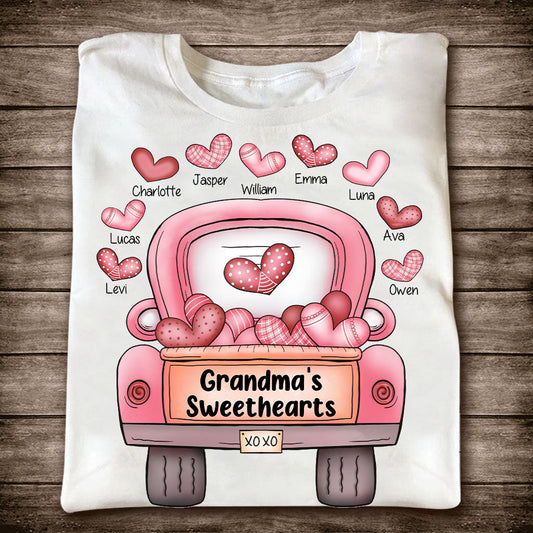 Grandma's Sweethearts - Personalized Valentine Grandma T-shirt and Hoodie