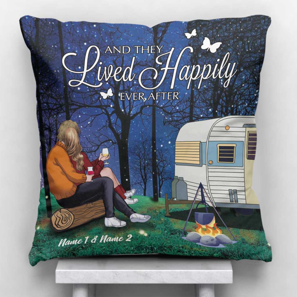 Camping Couple - Personalized Throw Pillow
