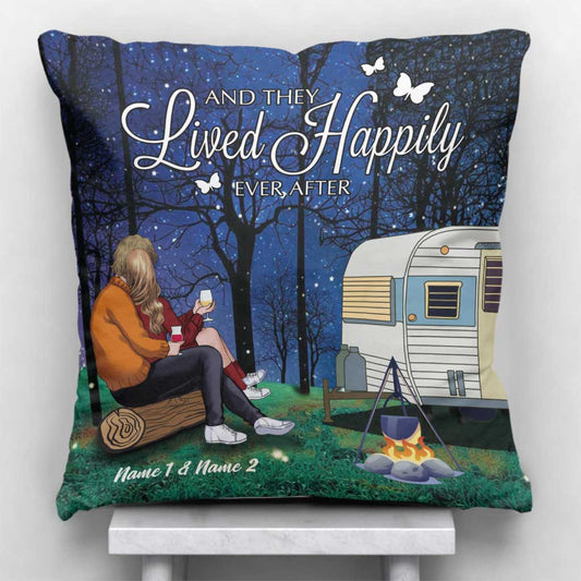 Camping Couple - Personalized Throw Pillow