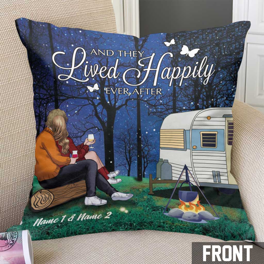 Camping Couple - Personalized Throw Pillow