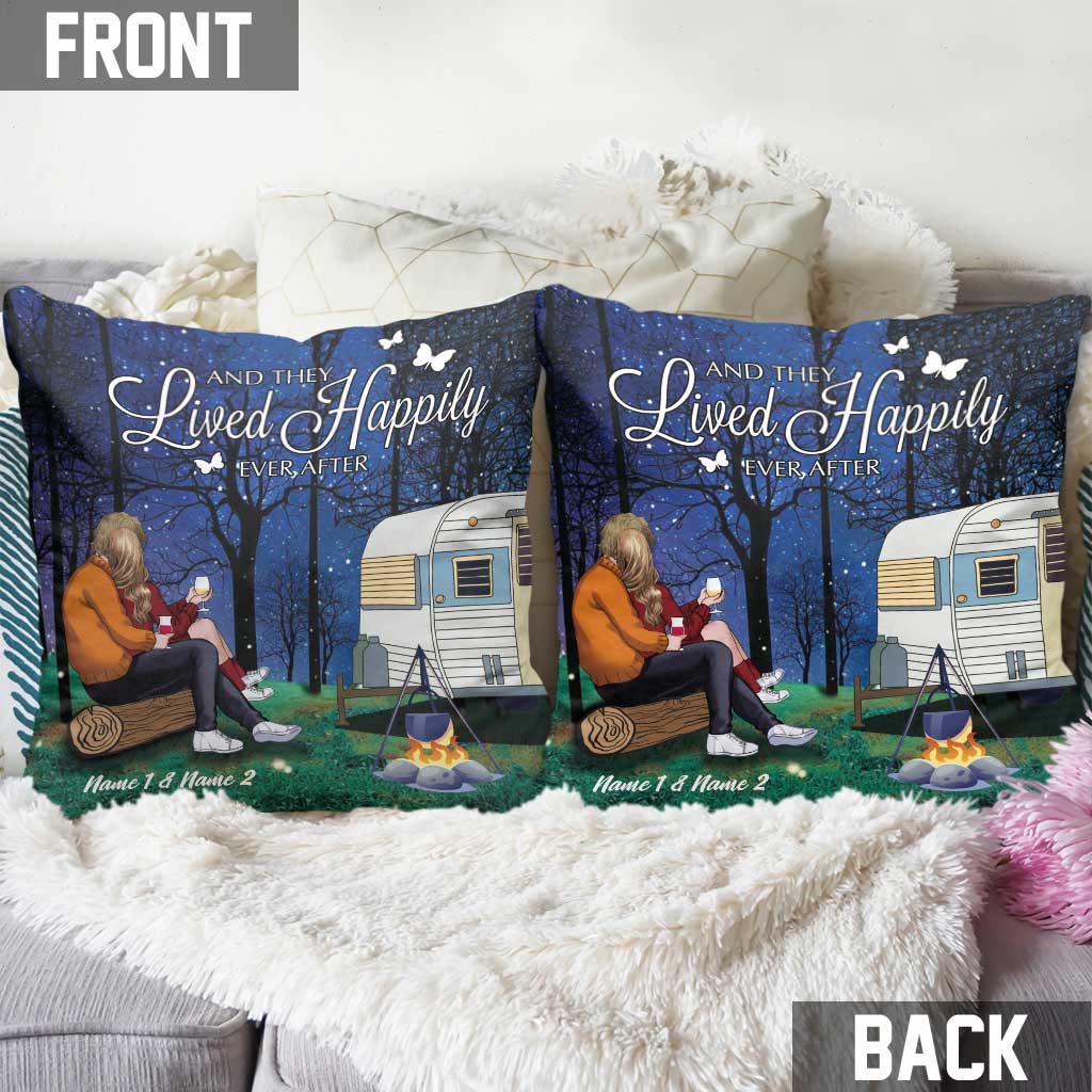 Camping Couple - Personalized Throw Pillow