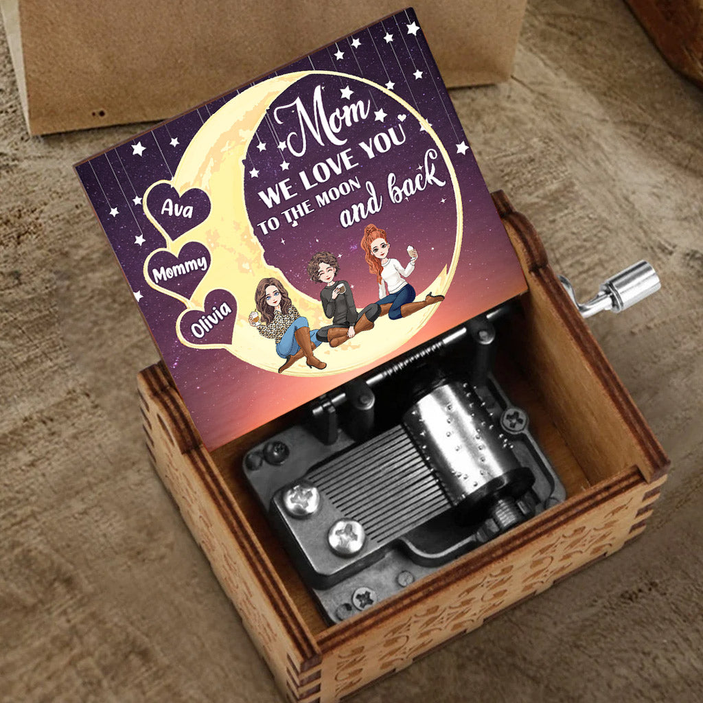 I Love You To The Moon And Back - Personalized Mother's Day Mother Hand Crank Music Box