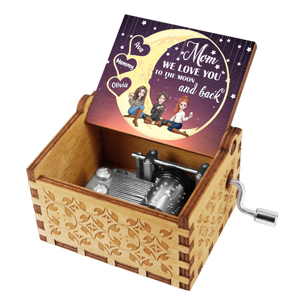 I Love You To The Moon And Back - Personalized Mother's Day Mother Hand Crank Music Box