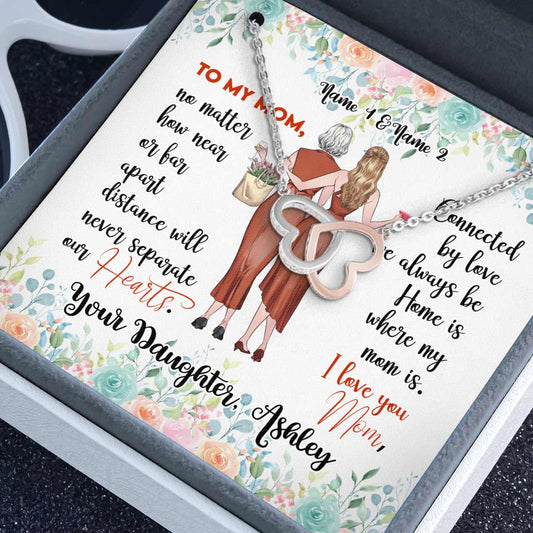 Mother And Daughter - Personalized Mother Two Hearts Necklace