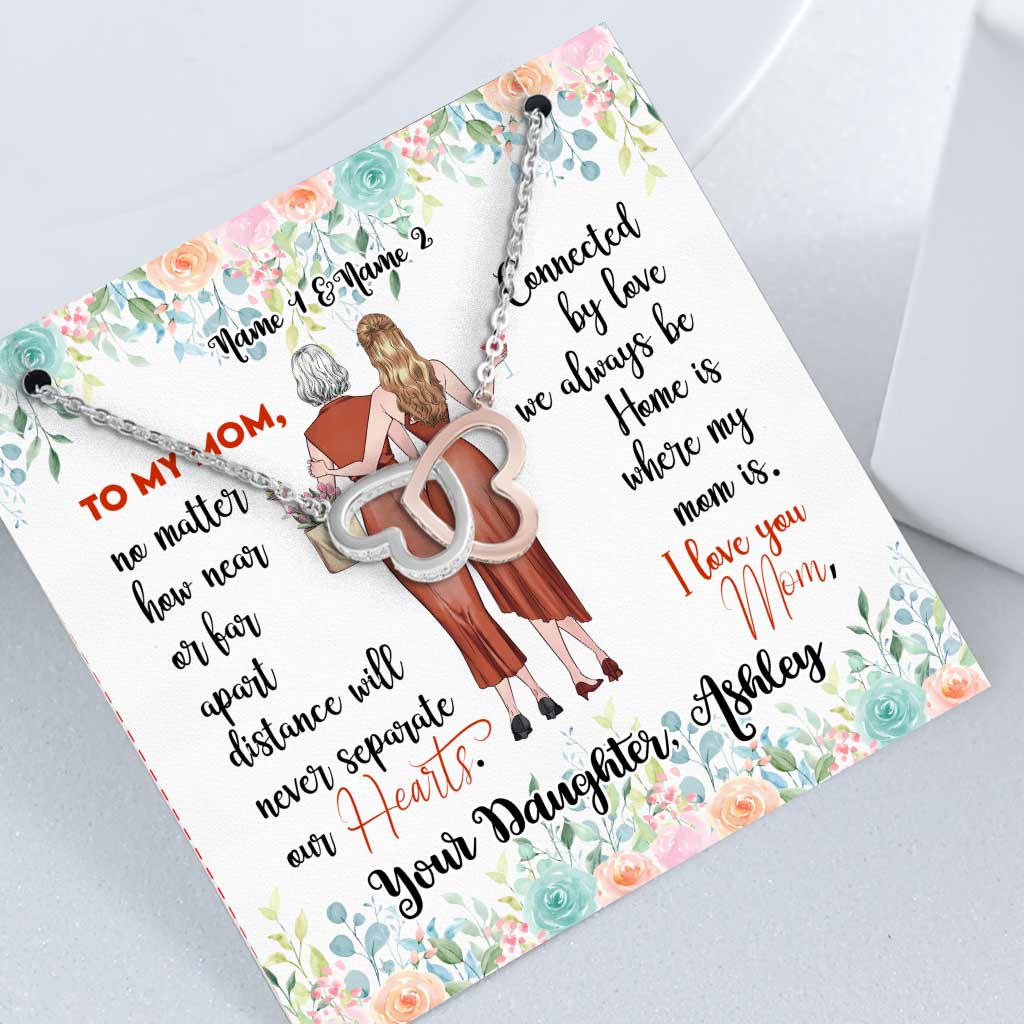 Mother And Daughter - Personalized Mother Two Hearts Necklace
