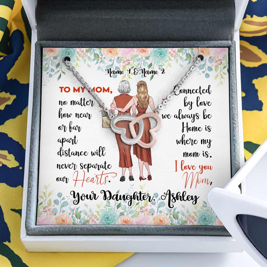 Mother And Daughter - Personalized Mother Two Hearts Necklace