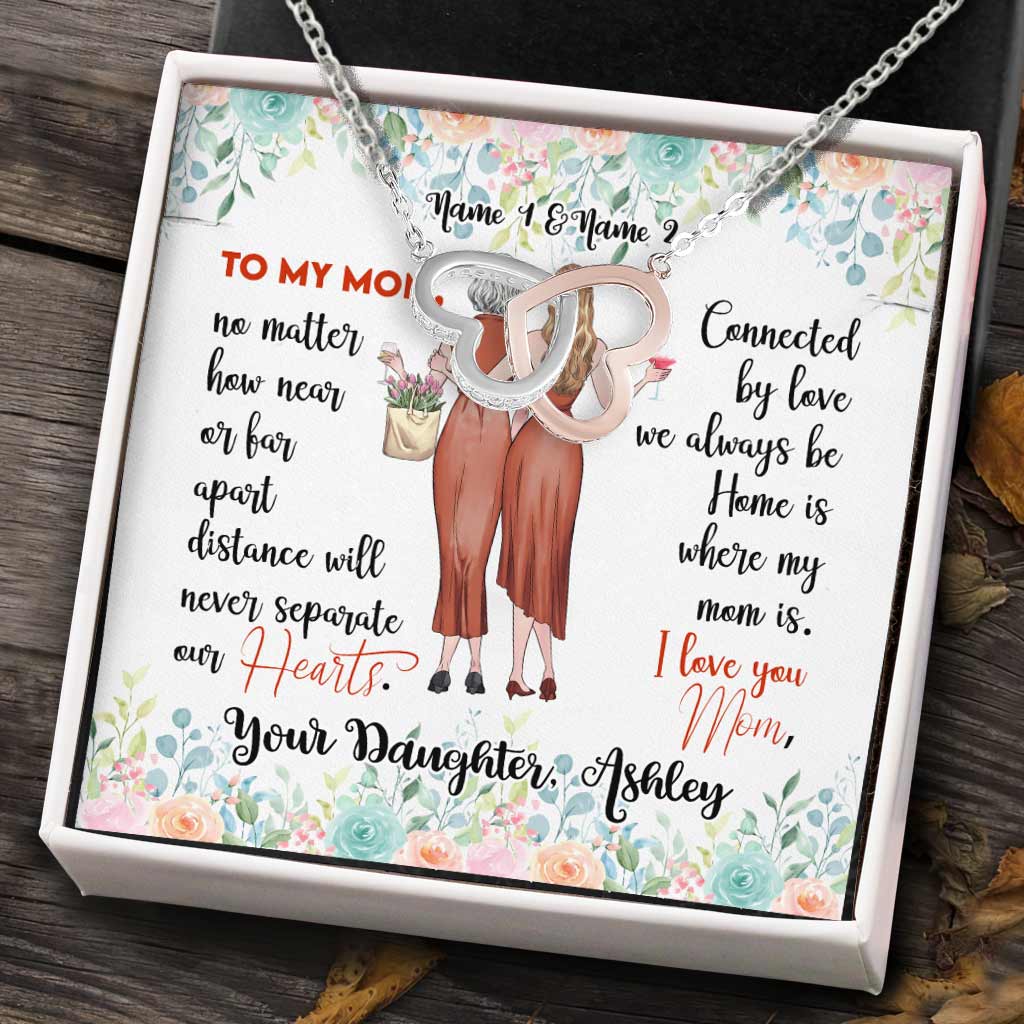 Mother And Daughter - Personalized Mother Two Hearts Necklace