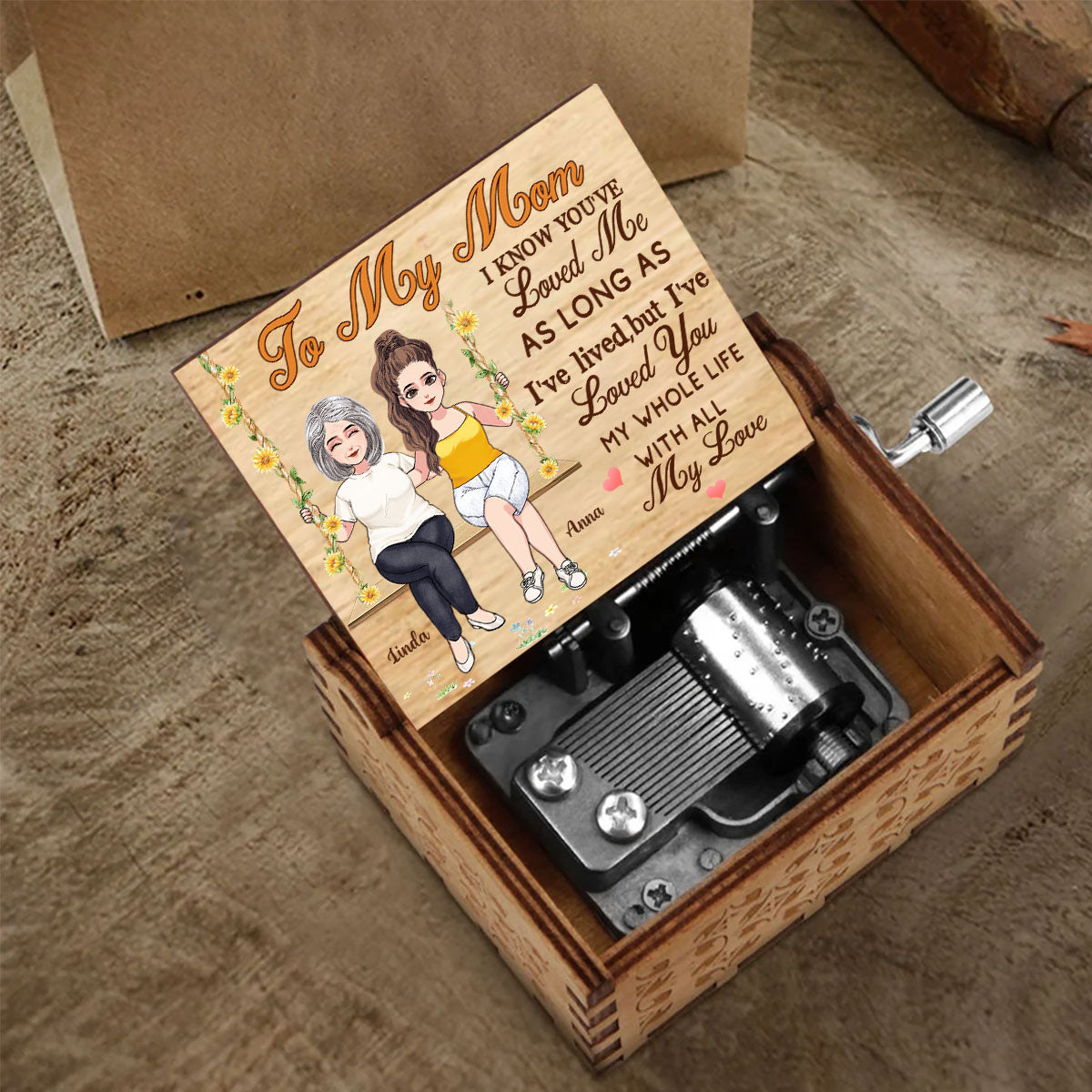 Mom I've Loved You - Personalized Mother's Day Mother Hand Crank Music Box