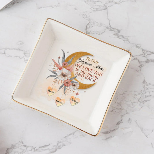 I Love You To The Moon - Personalized Mother's Day Mother Jewelry Dish
