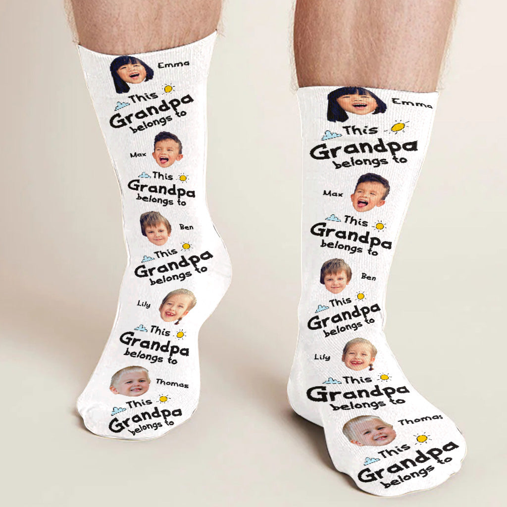 This Dad Belongs To - Gift for dad, grandpa, mom, uncle, aunt, grandma - Personalized Socks