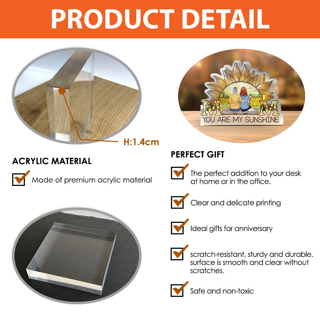 Mom You Are My Sunshine - Personalized Mother's Day Mother Custom Shaped Acrylic Plaque