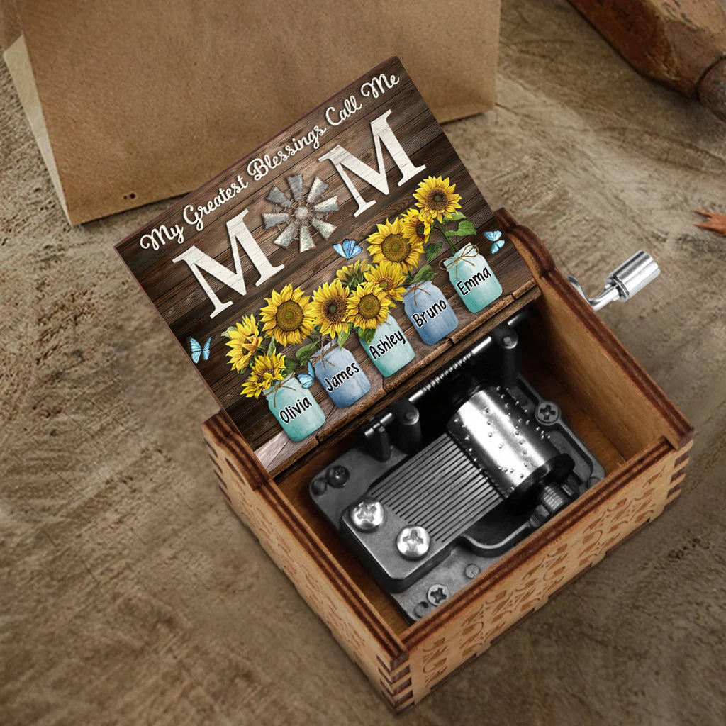 My Greatest Blessing - Personalized Mother's Day Mother Hand Crank Music Box
