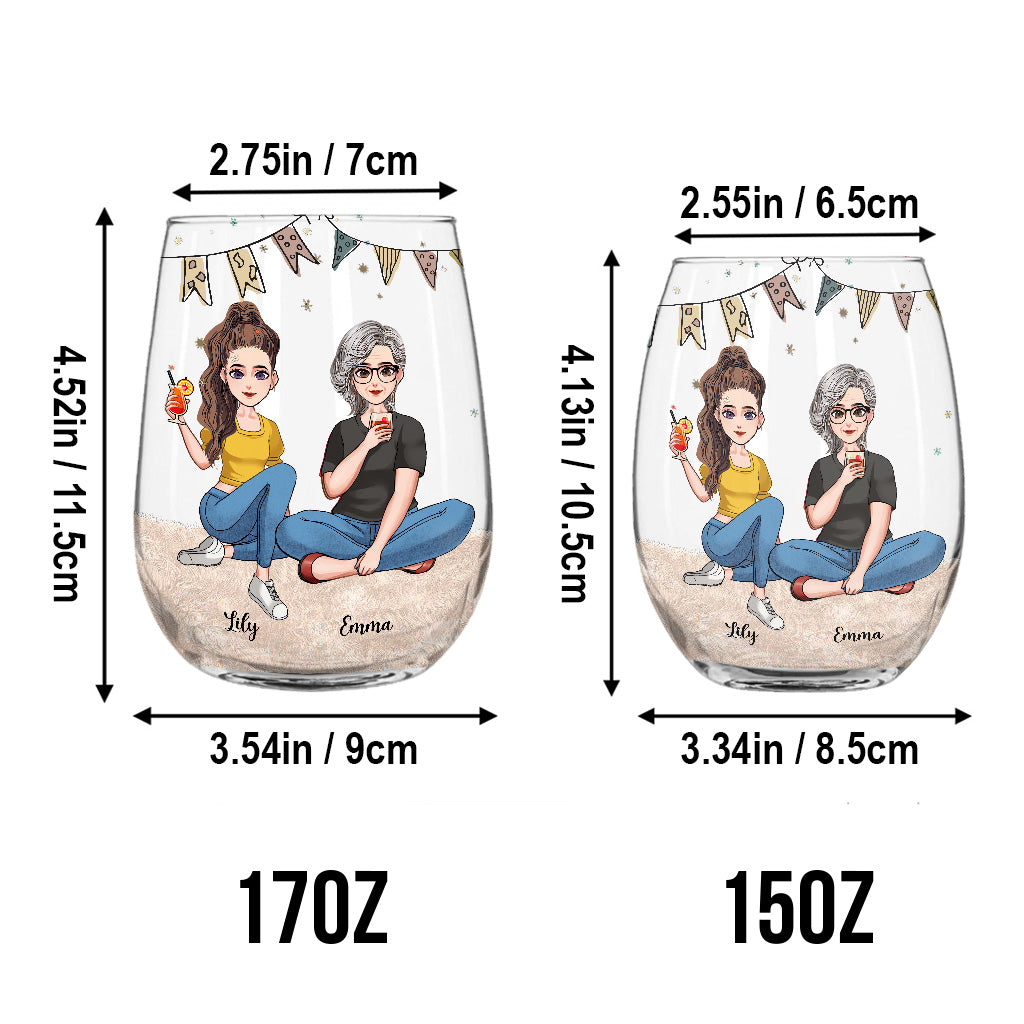 Tumbled Out Of Yours - Personalized Mother's Day Mother All Over Wine Glass