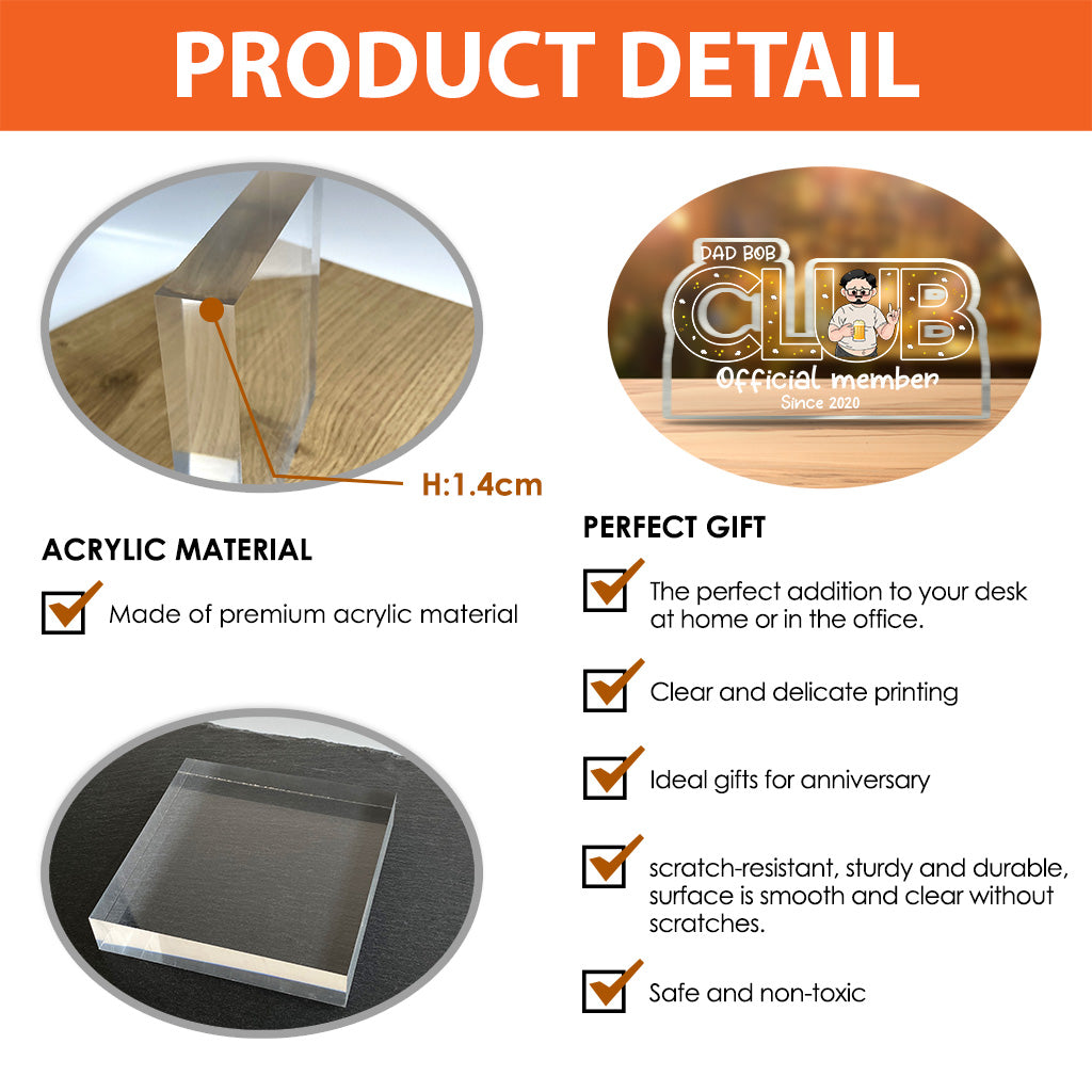 Official Member - Personalized Father Custom Shaped Acrylic Plaque