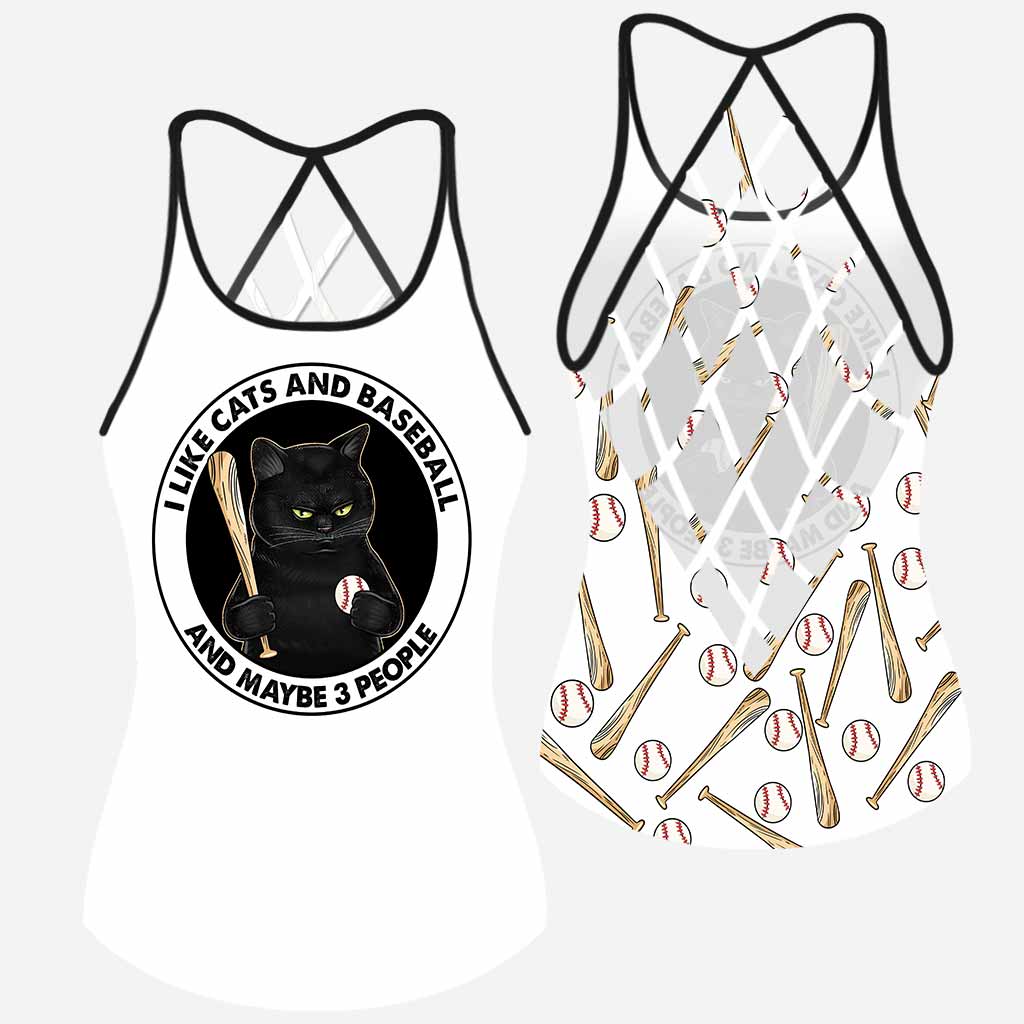 I Like Cats And Baseball Cross Tank Top