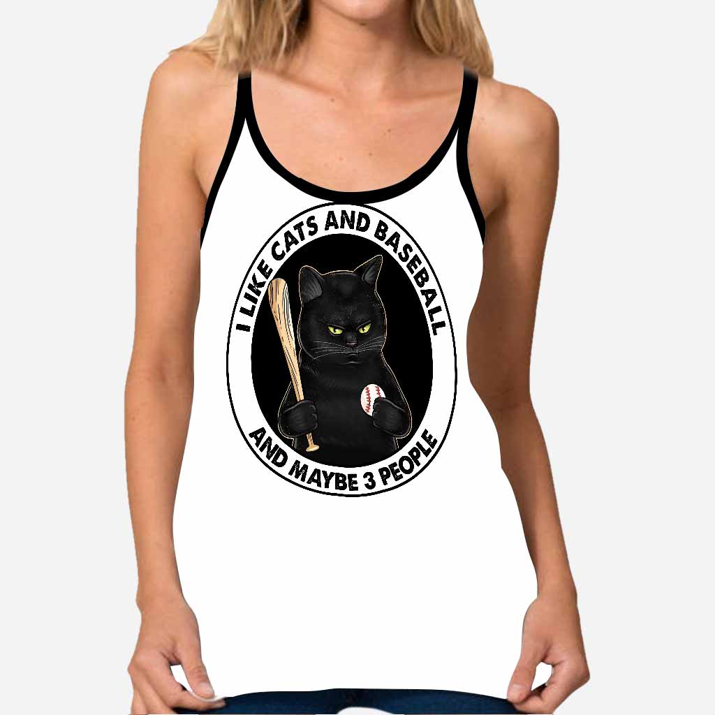 I Like Cats And Baseball Cross Tank Top