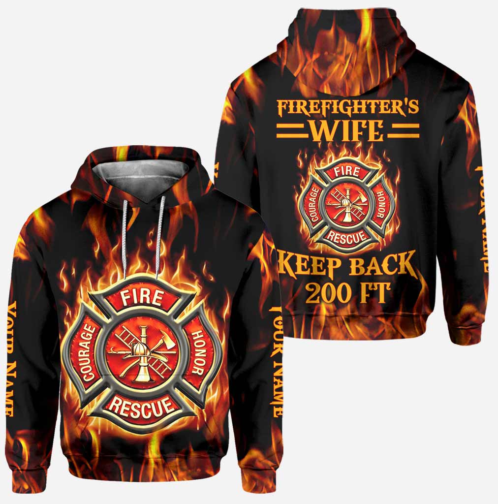 Keep Back 200 FT - Personalized Firefighter Hoodie and Leggings