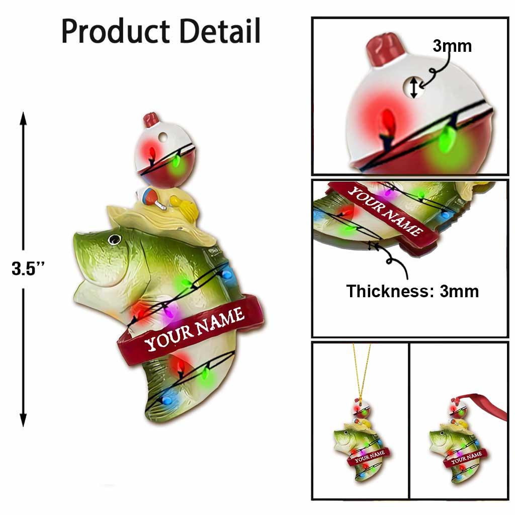 Gone Fishing - Personalized Christmas Fishing Ornament (Printed On Both Sides)