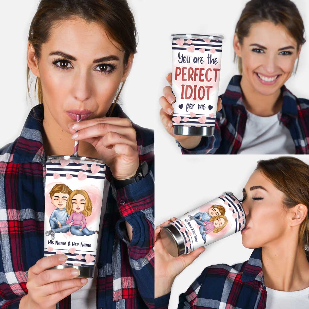 Perfect Idiot - Personalized Couple Tumbler