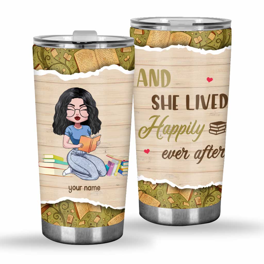 And She Lived Happily Ever After - Personalized Book Tumbler