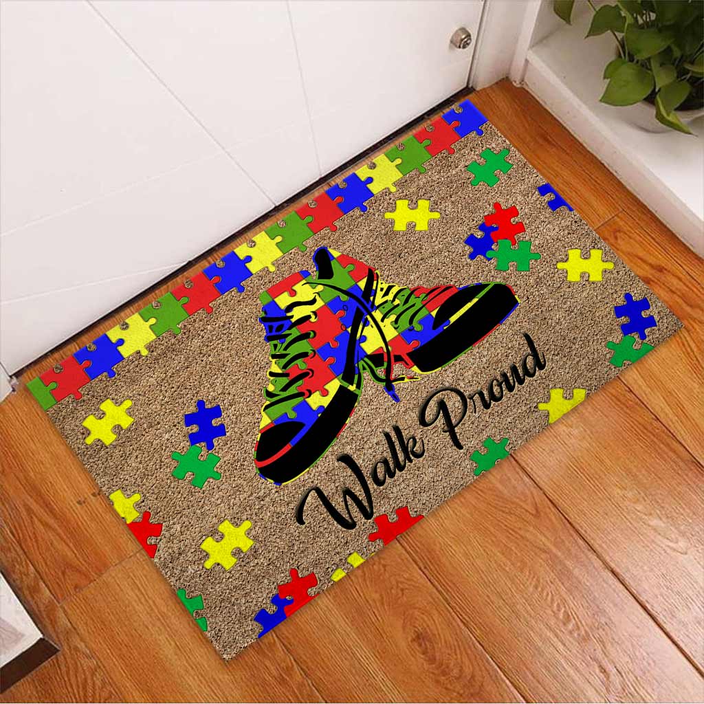 Walk Proud - Autism Awareness Coir Pattern Print Doormat