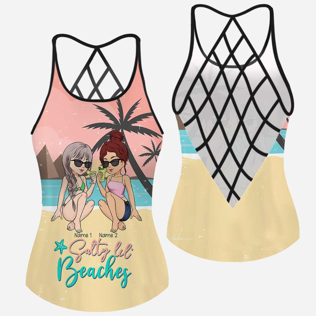 Salty Lil' Beaches - Personalized Bestie Cross Tank Top