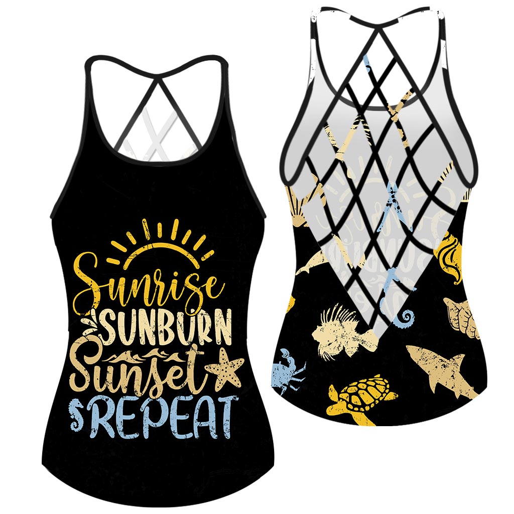 Sunrise Sunburn - Sea Lover Cross Tank Top