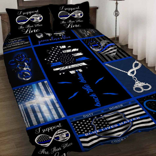 Blue Line - Police Officer Quilt Set 062021