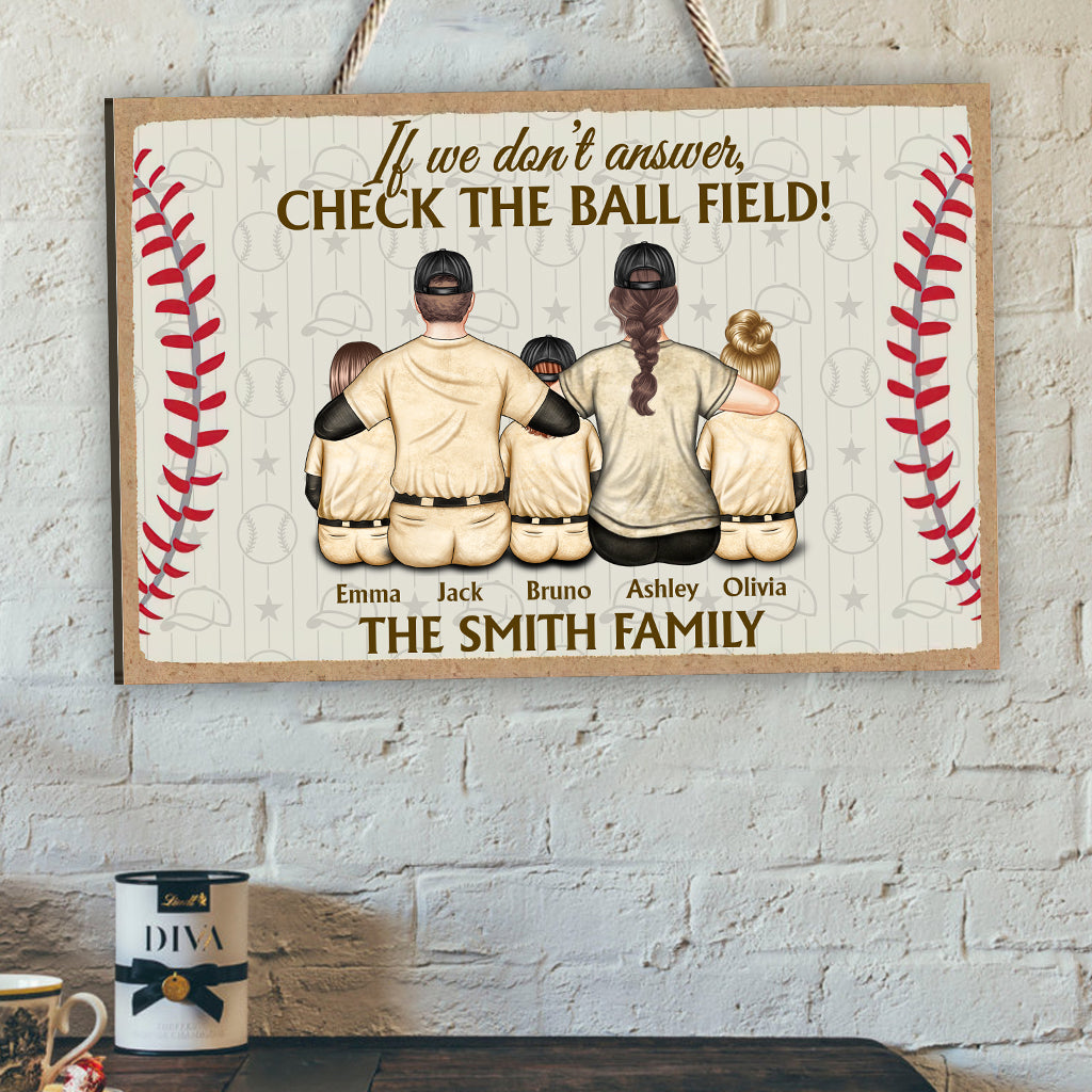 Check The Ball Field - Personalized Baseball Wood Sign