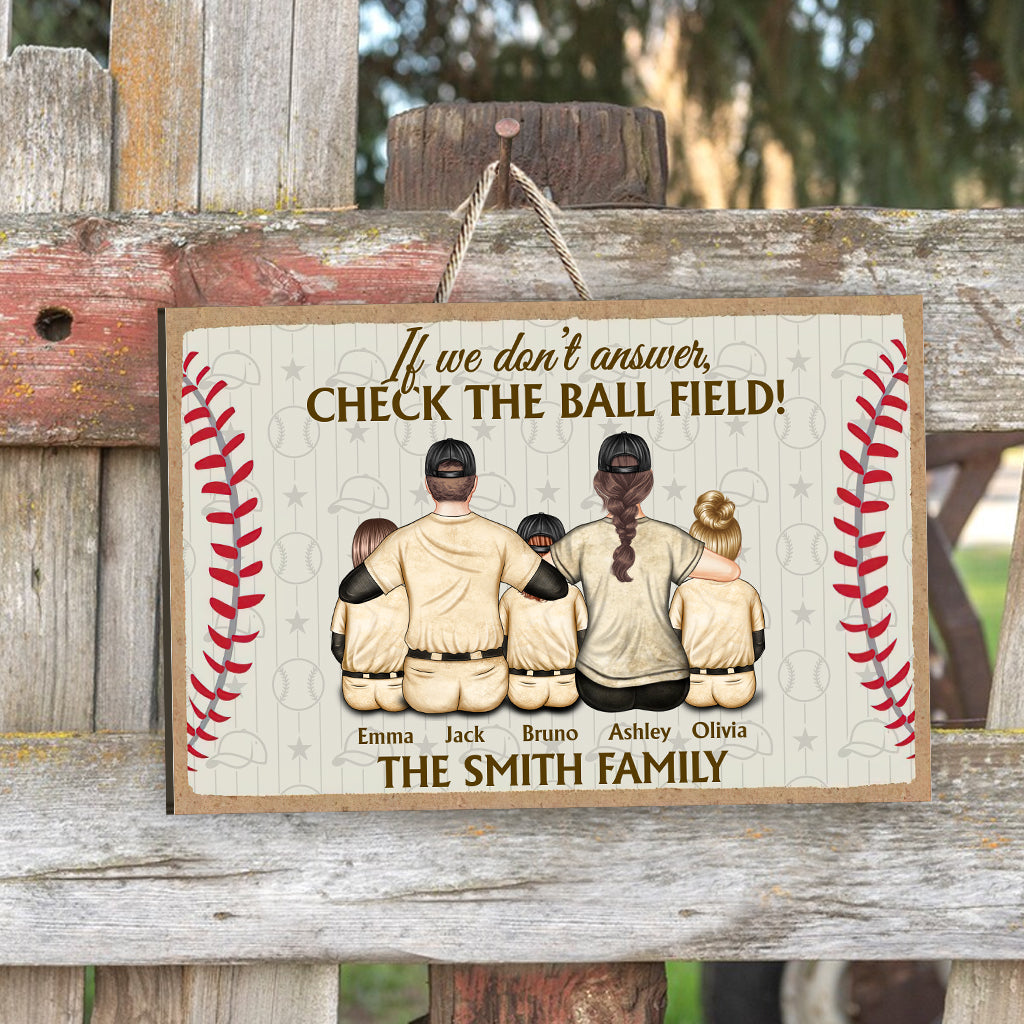Check The Ball Field - Personalized Baseball Wood Sign