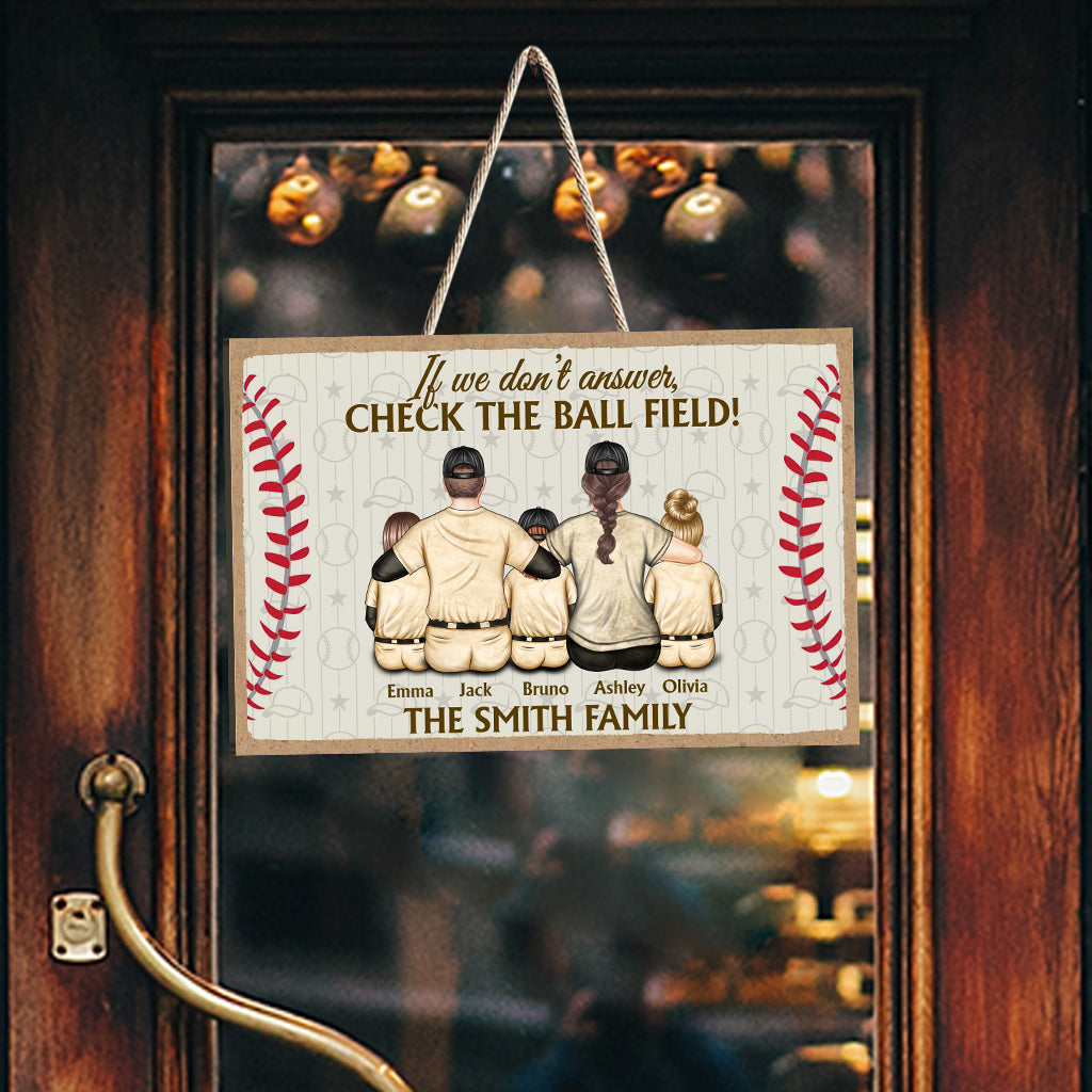 Check The Ball Field - Personalized Baseball Wood Sign