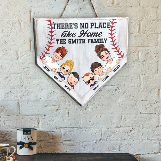 There's No Place Like Home - Personalized Baseball Wood Sign