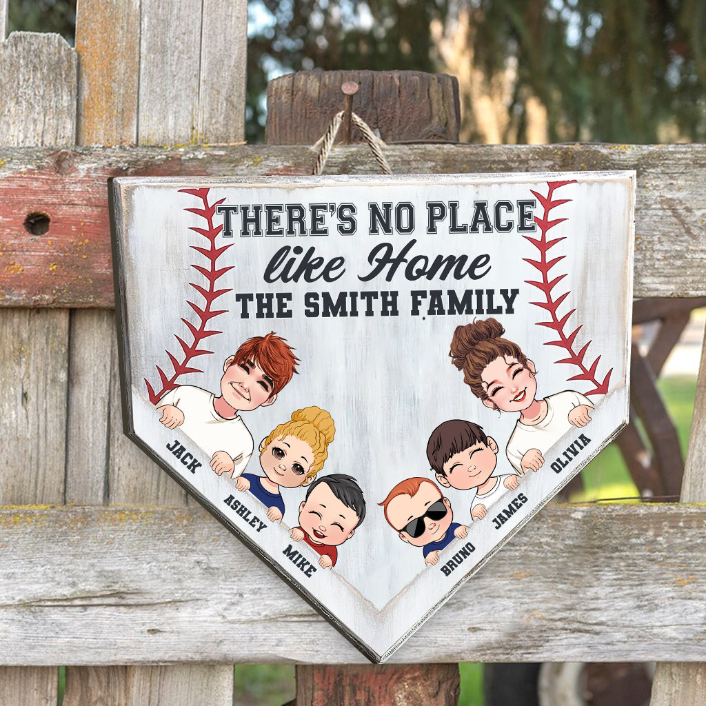 There's No Place Like Home - Personalized Baseball Wood Sign