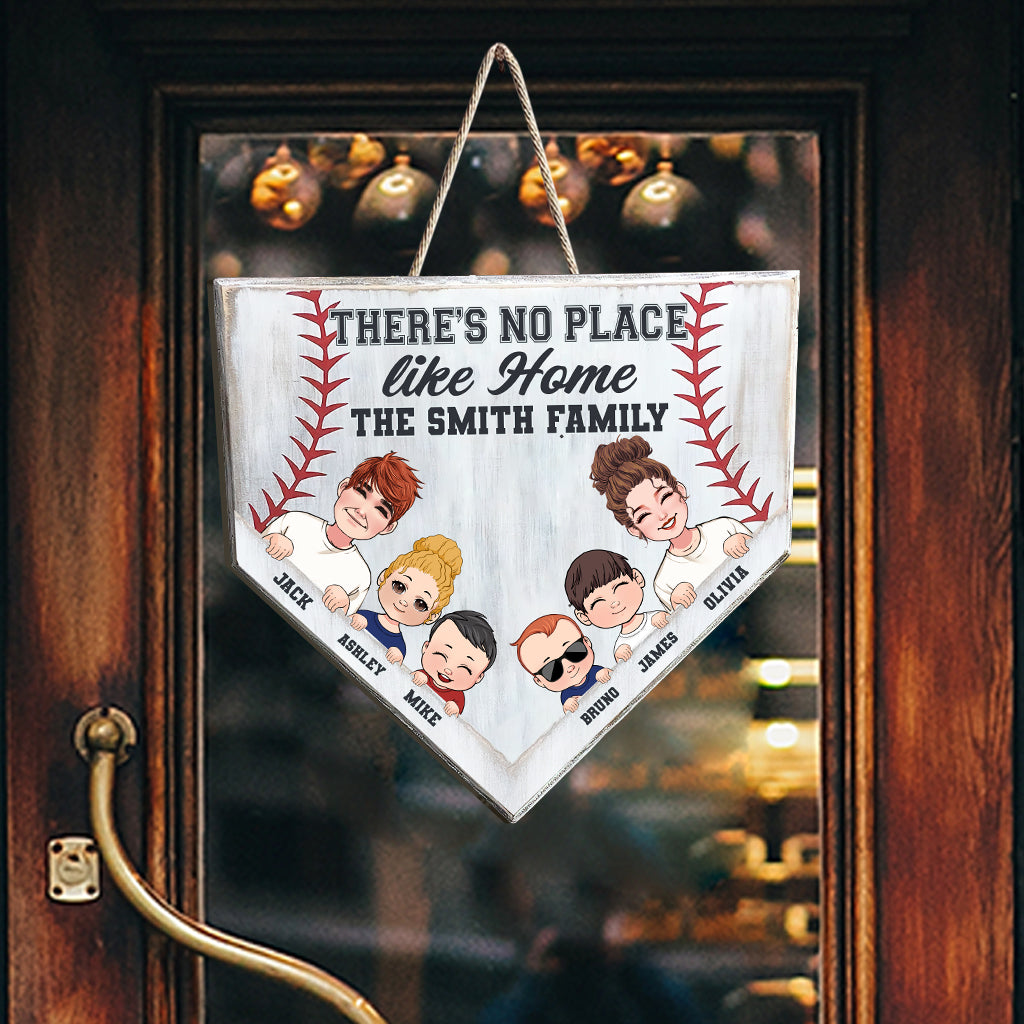 There's No Place Like Home - Personalized Baseball Wood Sign