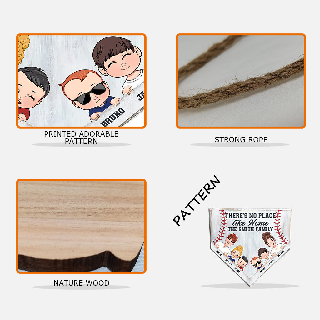 There's No Place Like Home - Personalized Baseball Wood Sign