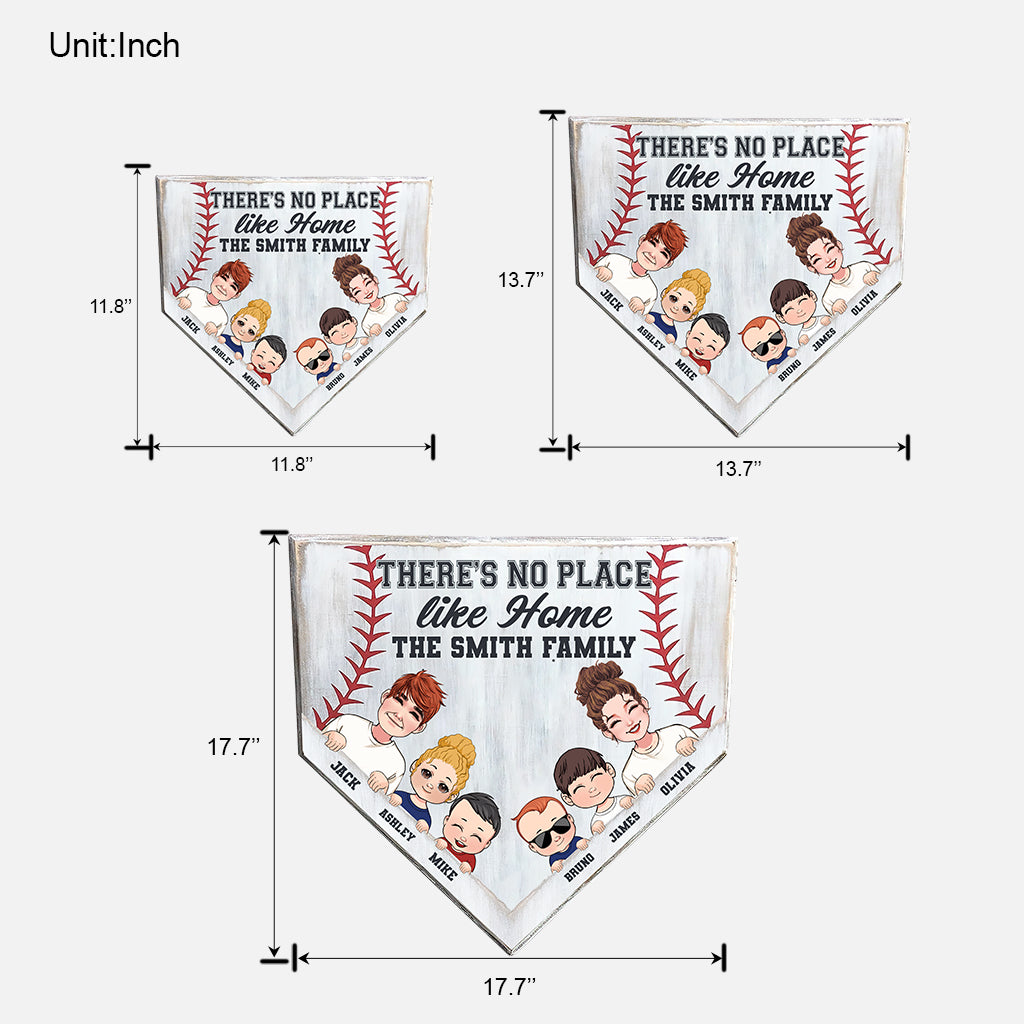There's No Place Like Home - Personalized Baseball Wood Sign