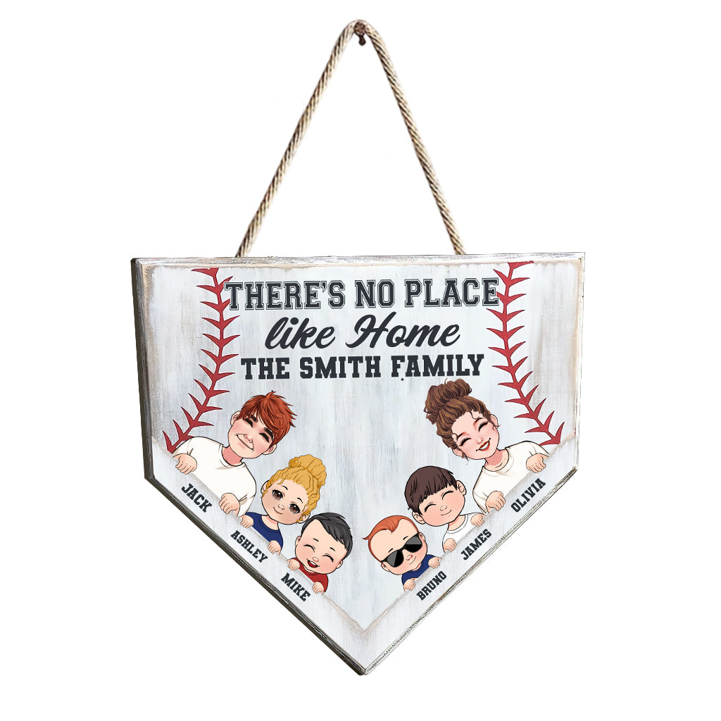 There's No Place Like Home - Personalized Baseball Wood Sign