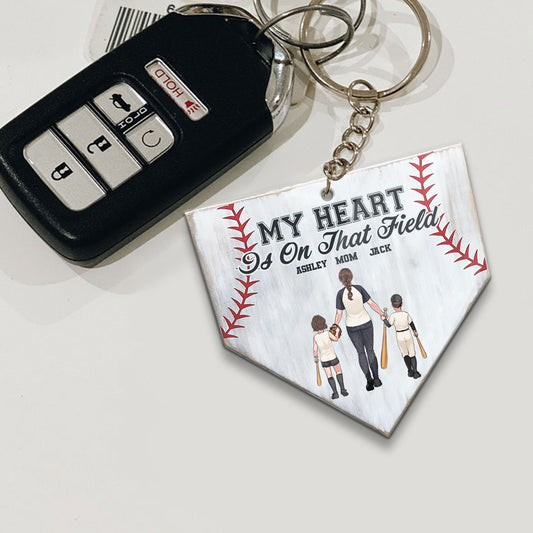 My Heart Is On That Field - Personalized Baseball Transparent Keychain