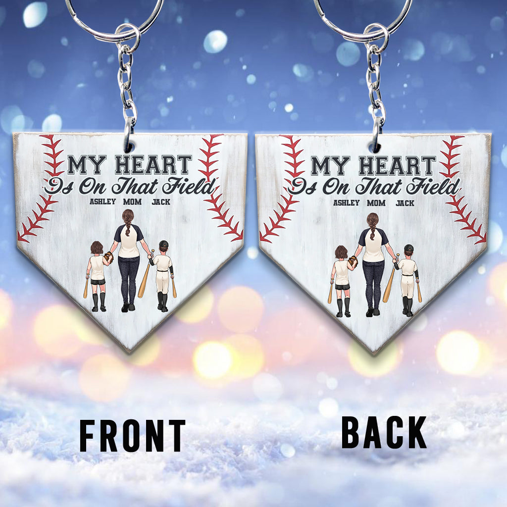 My Heart Is On That Field - Personalized Baseball Transparent Keychain