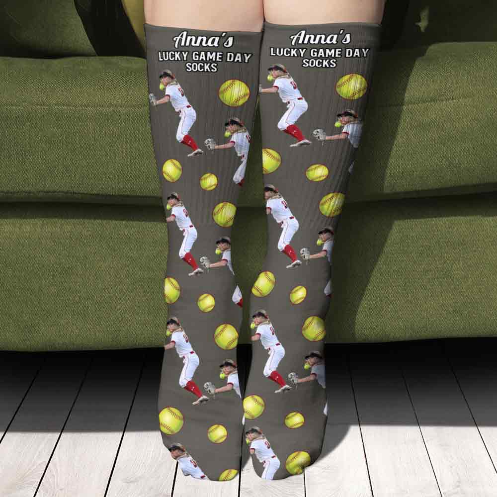 Lucky Game Day Socks - Personalized Softball Socks