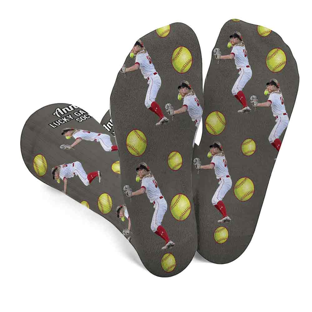 Lucky Game Day Socks - Personalized Softball Socks