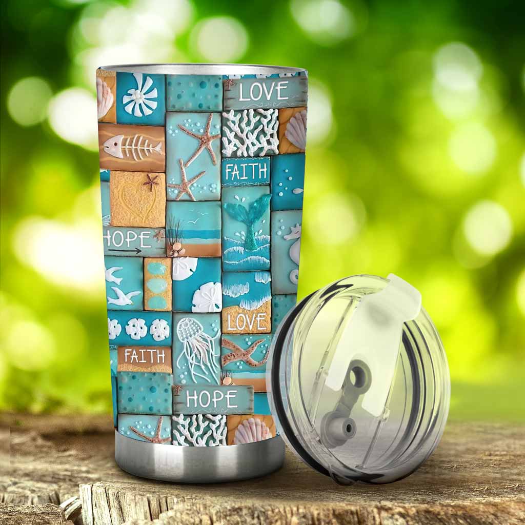 Faith Hope Love - Sea Lover 3D Pattern Print Tumbler
